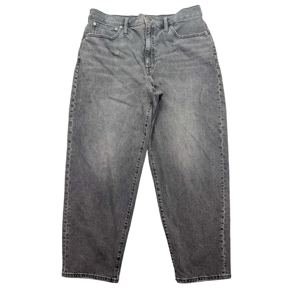 Madewell Baloon Mom Jeans High Rise Tapered Leg Gray Denim Women Sz 33T Fits 37"
